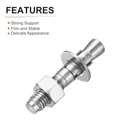 DTGN 1/2" x 2-3/4" Wedge Anchors - 10Pack - Good for Cement and Concrete Wall - 304 Stainless Steel Zinc Plated Screw Bolt Nut Expansion Tube Fasteners - size: 1/2" x 2-3/4"