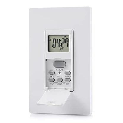 DEWENWILS 7 Day Programmable in Wall Digital Timer Switch for Lights, Fans