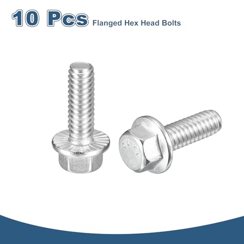 uxcell 10Pcs 1/4-20x3/4 Flanged Hex Head Bolts 304 Stainless Steel Silver - color: Silver, size: 1/4-20 x 3/4"