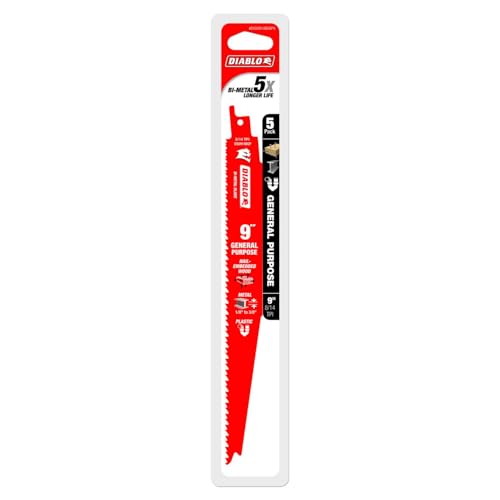 Diablo Bi-Metal Reciprocating Saw Blades - 9" Length, 8/14 TPI, 5-Pack - size: 9" General Purpose