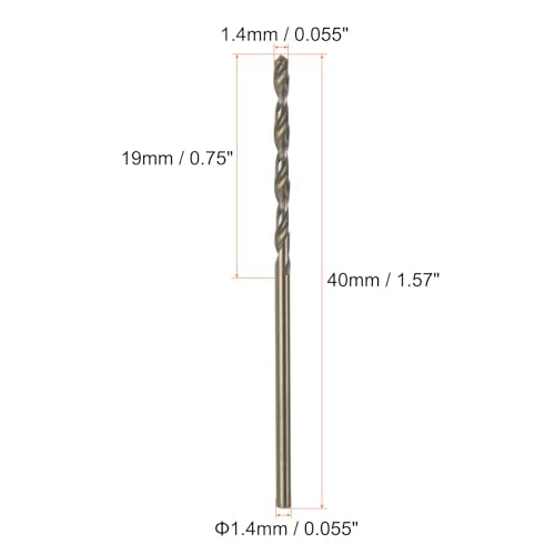 HARFINGTON 10pcs Cobalt Jobber Drill Bits 1.4mm / 0.055" M35 High Speed Steel HSS Twist Drilling Bit Tool for Stainless Steel Copper Wood Plastic and Other Hard Materials - size: 1.4mm