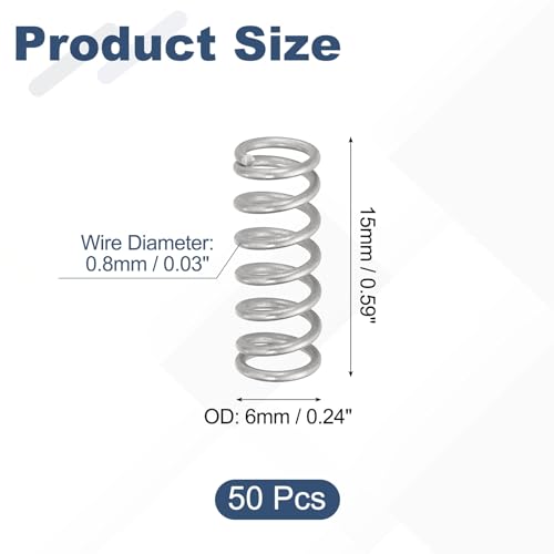 uxcell 50Pcs 304 Stainless Steel Compression Springs,0.8mmWD, 6mm ODx15mm L - size: 6mmx15mm