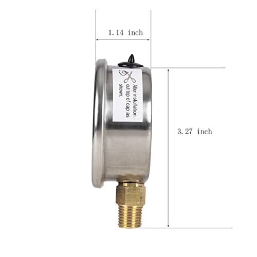 Pressure Gauge,Glycerin Liquid Filled,2.5" Dia,0-60 psi(Single Scale),1/4" NPT Brass Connection,Lower Mount, Stainless Steel Case,for Pneumatic,Pump,Hose,Well Tank,Gas Air Water Oil - size: 0-60 psi, style: lower mount(single scale )