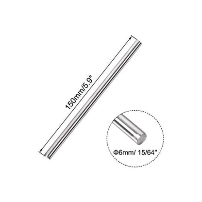 uxcell 6mm x 150mm 304 Stainless Steel Solid Round Rod for DIY Craft - 2pcs - size: 6 mm x 150 mm