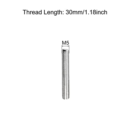 MECCANIXITY Fully Threaded Rod M5 x 30mm 0.8mm Thread Pitch 304 Stainless Steel Right Hand Threaded Rods Bar Studs 5 Pack - size: M5 x 30mm