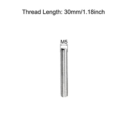 MECCANIXITY Fully Threaded Rod M5 x 30mm 0.8mm Thread Pitch 304 Stainless Steel Right Hand Threaded Rods Bar Studs 5 Pack - size: M5 x 30mm