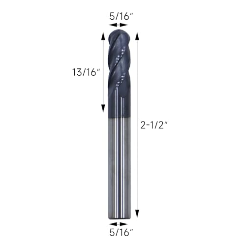 5/16in Ball Nose Solid Carbide End Mill, 30 Degree Helix, 4 Flute - size: 5/16in