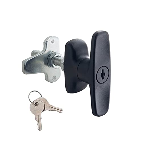 2PCS T-Handle Lock Latch Shed Door T-Handle Lock kit for Truck Cabinet Garage Door Lock Camper Shell Locks and Keys - size: 3.3"x3.9"