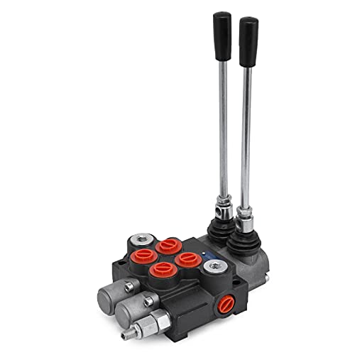 Vevor 2 Spool Hydraulic Directional Control Valve Double Acting Control Valve 11 GPM 3600 PSI SAE Port for Tractors Loaders Tanks Black