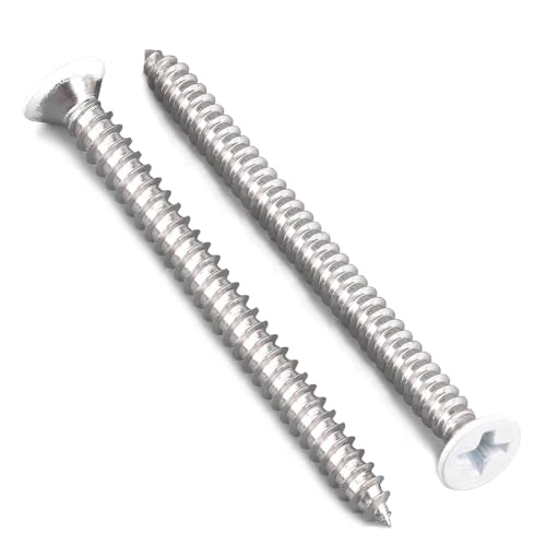 White Head Screws,100 PCS #8X2 Stainless Steel Phillips Flat Head Screws - color: White, size: #8x2"