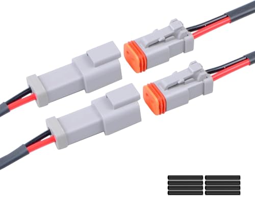 Exqutoo 2Pack 2-Pin DT Connector Male and Female Wire Connectors - size: 2-pin/2pack