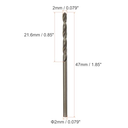 HARFINGTON 10pcs Cobalt Jobber Drill Bits 2mm / 0.079" M35 High Speed Steel HSS Twist Drilling Bit Tool for Stainless Steel Copper Wood Plastic and Other Hard Materials - size: 2mm