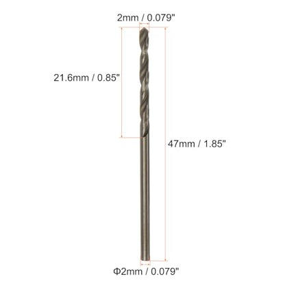 HARFINGTON 10pcs Cobalt Jobber Drill Bits 2mm / 0.079" M35 High Speed Steel HSS Twist Drilling Bit Tool for Stainless Steel Copper Wood Plastic and Other Hard Materials - size: 2mm
