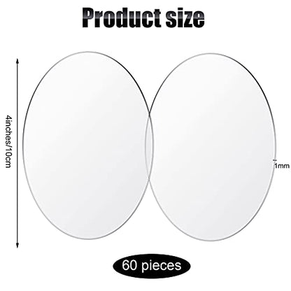 Yalikop 60 Pieces Clear Acrylic Circles 4 Inch Blank Transparent Acrylic Disc Blank Round Circle Plastic Disc Sheet for Wedding Vinyl Project Painting DIY Craft Holiday Ornament