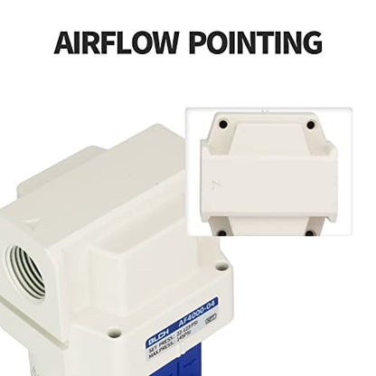 BLCH 1/2" NPT Air Line Dryer - Air Dryer for Compressor,Compressed Air Dryer Air Drying System AF4000-04 Manual Drain Poly Bowl 0-160 PSI 5μm - style: AF4000-04