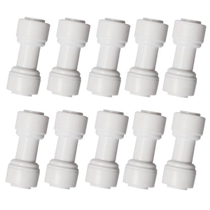 Food-Grade Quick Connector Push-In Tube Fitting 3/8 inch Tube OD to 3/8 inch Tube OD push fit straight quick connect for RO water system (10pack) - style: 3/8" straight connect(10)