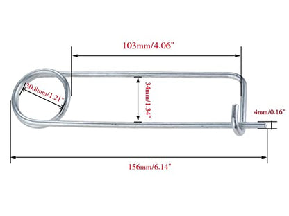 6PCS Steel Brooch Shape Cotter Safety Pins, Spring Pin Quick Lock Brooch Locking Fastener for Farm Lawn Garden Hitch -6Sizes (Size: 4*98*34mm/0.16*3.86*1.34inch 6PCS/Set) - size: Size: 4*98*34mm/0.16*3.86*1.34inch 6PCS/SET