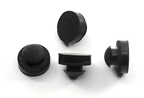 Large Rubber Push-in Ridged Stem Bumpers 1" Diam - Feet - Fits 1/2" Hole (4) Black