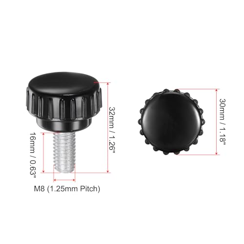 uxcell 8pcs Knurled Clamping Knobs M8 x 16mm Metric Male Thread 30mm Head - size: M8 x 16mm x 30mm