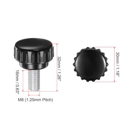 uxcell 8pcs Knurled Clamping Knobs M8 x 16mm Metric Male Thread 30mm Head - size: M8 x 16mm x 30mm
