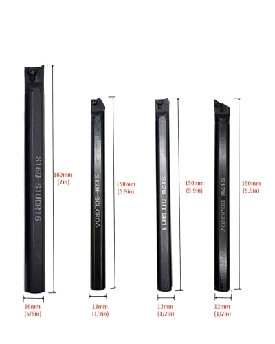 1/2in Indexable Turning Tool Holder Boring Bars with Carbide Turning Inserts - style: 4 blade holders+4 blades