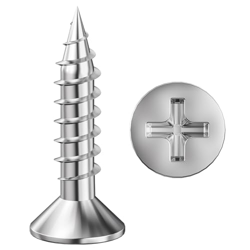 Wensilon (600Pcs) #6x3/4 Wood Screw Quick Metal Self Tapping Flat Head 304 Stainless Steel - color: Silver, size: #6x3/4