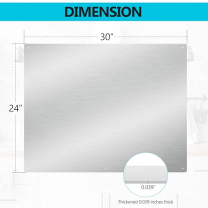 30" x 24" Thicken Heavy Range Hoods Stainless Steel Backsplash,Panel Splatter Guard for Stovetop,6 Pre Drilled Holes for Easy Installation,Keep the Walls Clean, Bright and Beautiful (30" x 24") - size: 30" x 24"