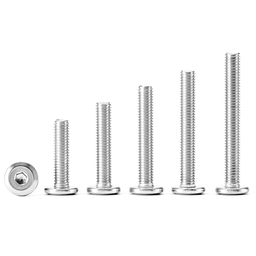 M5 x 20mm 25mm 30mm 35mm 40mm Flat Round Head Hex Socket Cap Screws Bolts, Furniture Screws, 304 Stainless Steel, Allen Hex Drive, Metric Fully Threaded, Bright Finish, Assortment Kit 50PCS - size: M5 x 20/25/30/35/40mm (50PCS)