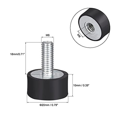 uxcell M6 Male Female Rubber Mounts, Shock Absorber, for Motor Generator Compressor Garage Reverse Osmosis Pump Impact Air Generator Car Bobbins, D20mmxH10mm 4pcs - size: M6*16 D20*H10