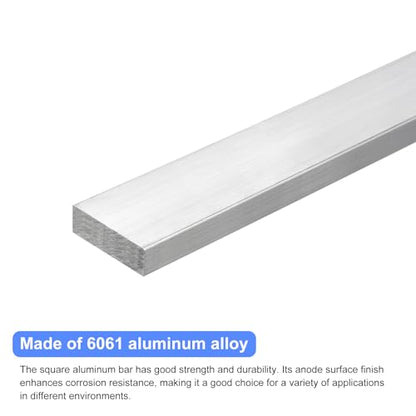uxcell Square Aluminum Flat Bar, 1/2"x1.6"x10" 6061 Aluminum Plate - size: 12x40x254mm