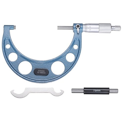 HARFINGTON Metric Outside Micrometer 75-100mm Range +/-0.01mm Accuracy,Blue - size: 75-100mm