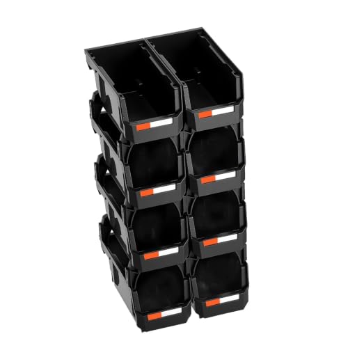 Black Stackable Plastic Storage Bins 10.9 x 5.5 x 5.1 in