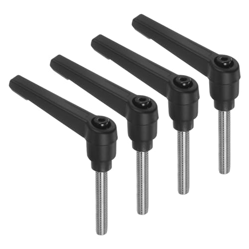 uxcell 4pcs Clamping Lever Handles, M6 x 40mm 304 Stainless Steel Threaded Male Stud, Adjustable Handles Locking Quick Release Ratchet Push Button Bolt Knobs, Black - size: M6 x 40mm