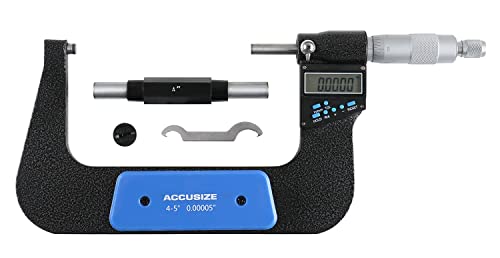 Accusize Industrial Tools 4-5''/100-125 mm 7 Keys Electronic Digital Outside Micrometers, 0.00005'' Or 0.001 mm Resolution, Ac21-5022 - size: 4-5" / 100-125 mm