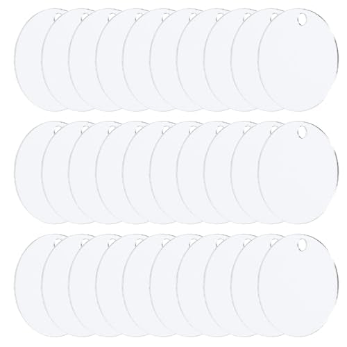 PATIKIL 1.2" Dia. Acrylic Circles, 30 Pack Round Clear Plastic Sheet Ornament Cake Disk Transparent Blank Sign Decoration for Crafting Painting DIY Christmas - size: 1.2"