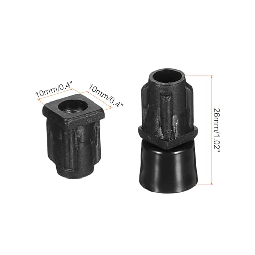 uxcell 4 Set Leveling Feet, M5x10x10mm Plastic Adjustable Furniture Leg Leveling Square Tube Insert Screw-in Glide Levelers for Table Chair Furniture, Black - size: M5x10x10mm