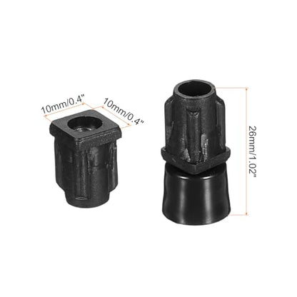 uxcell 4 Set Leveling Feet, M5x10x10mm Plastic Adjustable Furniture Leg Leveling Square Tube Insert Screw-in Glide Levelers for Table Chair Furniture, Black - size: M5x10x10mm