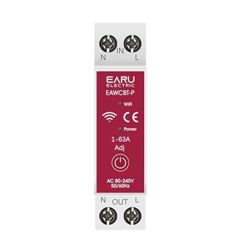 Tuya WiFi Smart Circuit Breaker, 1P+N 63A, Power Energy Monitor, Voltage Current Protector, Voice Remote Control Switch