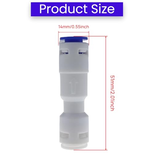 1/4 Inch Check Valve 2-Pack, POM One-Way Push to Connect Non-Return Valve, for RO Water Purifier, Ice Maker, Refrigerator, Coffee Machine, Prevents Water Backflow (1/4" OD Tube) (1/4'') - size: 1/4''