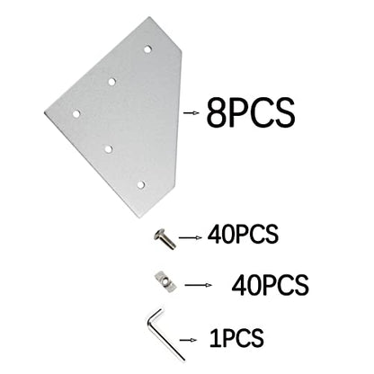 8PCS Corner Bracket Plate Outside Joining Plate for 4040 Series Aluminum Profile 3D Printer Frame (L-Silver-4040) - style: L-Silver-4040