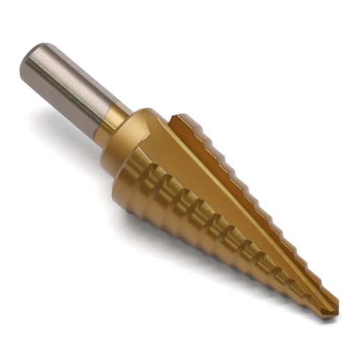 Uenhoy Titanium Step Drill Bit 3/16"-7/8" 12 Sizes HSS for Metal Plastic - size: 3/16 to 7/8 Inch