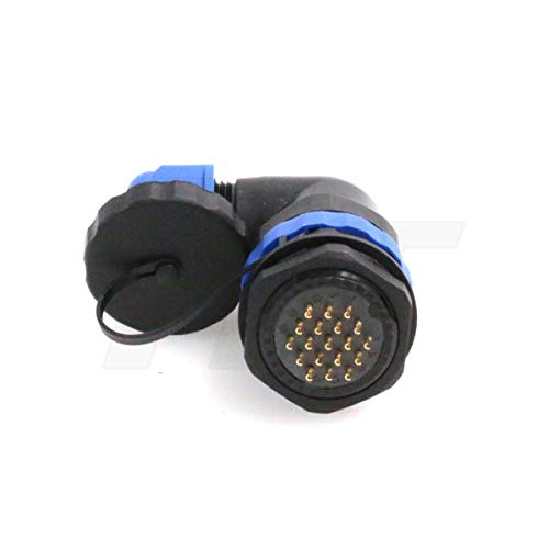 HangTon HE29 19 Pin Waterproof Connector Outdoor Industrial Electrical Power Circular Male Female Angled Wire Cable Plug + Panel Socket - size: 19 pin