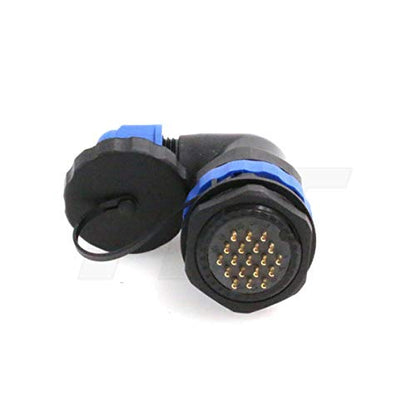 HangTon HE29 19 Pin Waterproof Connector Outdoor Industrial Electrical Power Circular Male Female Angled Wire Cable Plug + Panel Socket - size: 19 pin