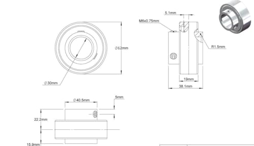 1 Pcs UC206 Radial Insert Ball Bearing, 30mm Bore, Spherical OD, Normal Duty Set Screw Bearing Insert, Lube Hole - size: UC206 30mm Bore