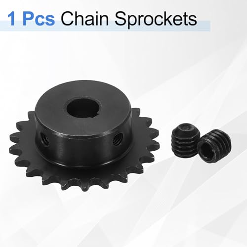 uxcell #25 Chain Roller Sprocket 10mm Bore 47.5mm OD, 22 Tooth C45 Carbon Steel ANSI #25 Roller Sprocket Round Hole with 3x1.4mm Keyway & Set Screws for ISO 04C Chain, Black - size: 10mm Bore 47.5mm OD, 22 Tooth, 3x1.4mm Keyway