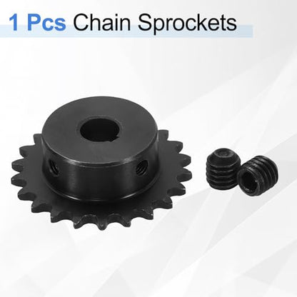 uxcell #25 Chain Roller Sprocket 10mm Bore 47.5mm OD, 22 Tooth C45 Carbon Steel ANSI #25 Roller Sprocket Round Hole with 3x1.4mm Keyway & Set Screws for ISO 04C Chain, Black - size: 10mm Bore 47.5mm OD, 22 Tooth, 3x1.4mm Keyway