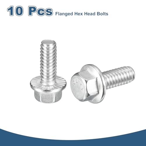 uxcell 10Pcs 1/4-20 x 5/8" Flanged Hex Head Bolts, 304 Stainless Steel Flange Hexagon Screws, Flange Hex Drive Screws 5.8 Grade for Machinery Industry Home Appliances, Silver - color: Silver, size: 1/4-20 x 5/8"