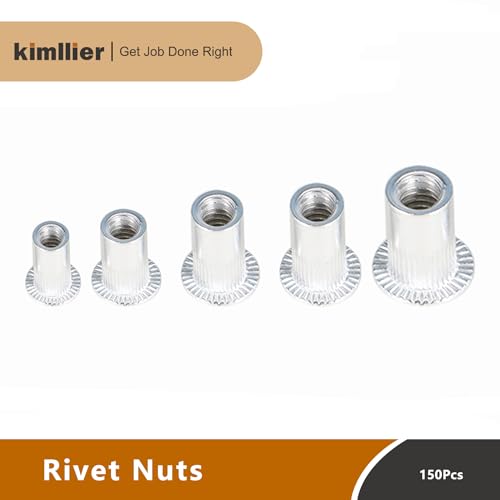 kimllier 150Pcs Rivet Nuts SAE Rivet Nut Assortment Kit Aluminum Threaded