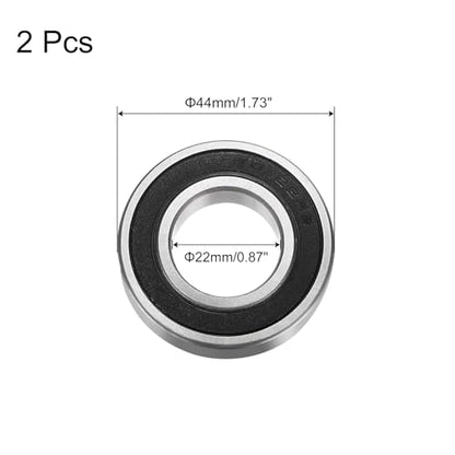 uxcell 60/22-2RS Deep Groove Ball Bearing, 2pcs 22mm x 44mm x 12mm Hign Carbon Chrome Steel Z1 Double Rubber Sealed Bearing - size: 22mm x 44mm x 12mm
