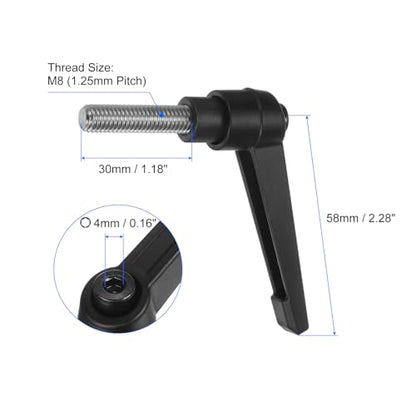 uxcell 4pcs Clamping Lever Handles, M8 x 30mm 304 Stainless Steel Threaded Male Stud, Adjustable Handles Locking Quick Release Ratchet Push Button Bolt Knobs, Black - size: M8 x 30mm